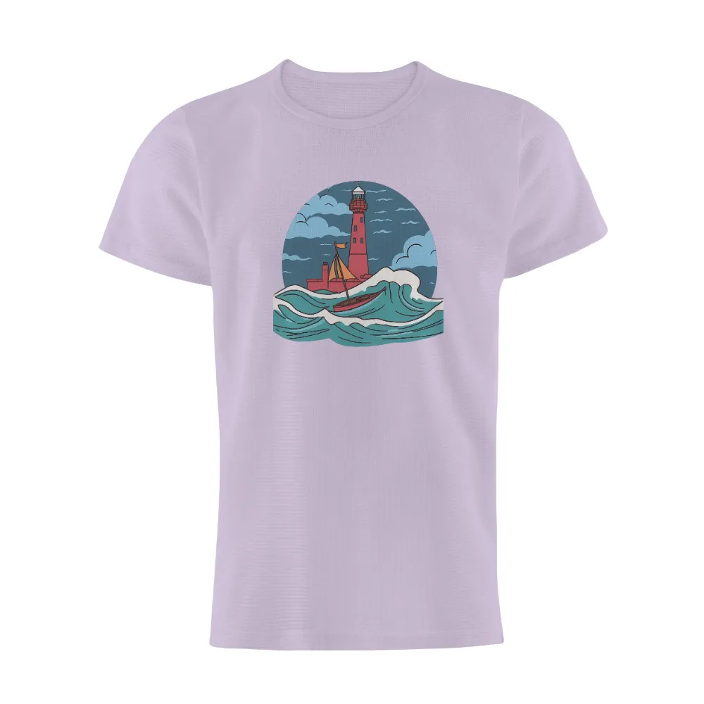 Shirts Graphic Tees | Sailor's Journey: Lighthouse & Waves| Turbulent Waves