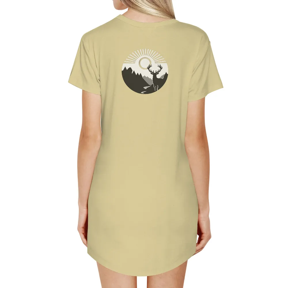 Vintage & Retro Graphic Design: Majestic Deer Amidst Mountains|vintage 1970 men's shirt