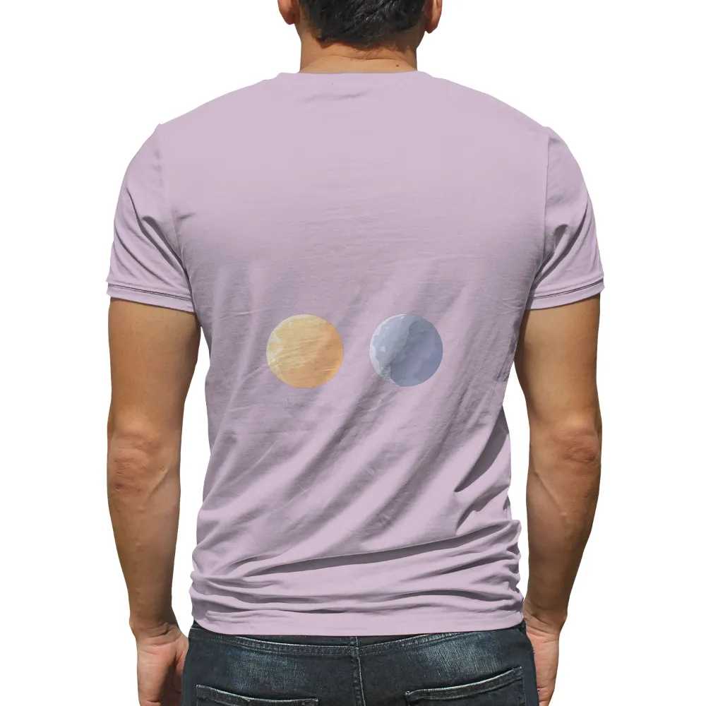 Celestial Balance: Sun & Moon T-Shirts Design| Silvery moon sphere