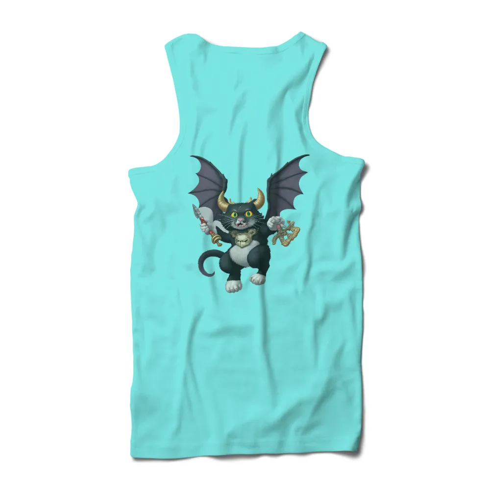 T-Shirt Printing: Zephyr the Guardian - Fantasy Cat with Sword and Key|tifa final fantasy shirt cut