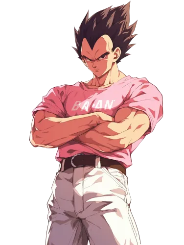 Vegeta in Badman Shirt with Crossed Arms - dragon ball z badman