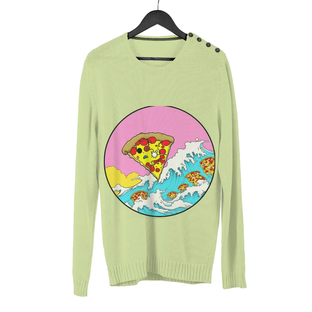 TShirt Printing: Pizza Surfing Adventure - Funny & Quirky Design|frank ocean custom knit