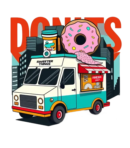 Tee Shirt Printing: Sweeter Things - Whimsical Food Truck Design