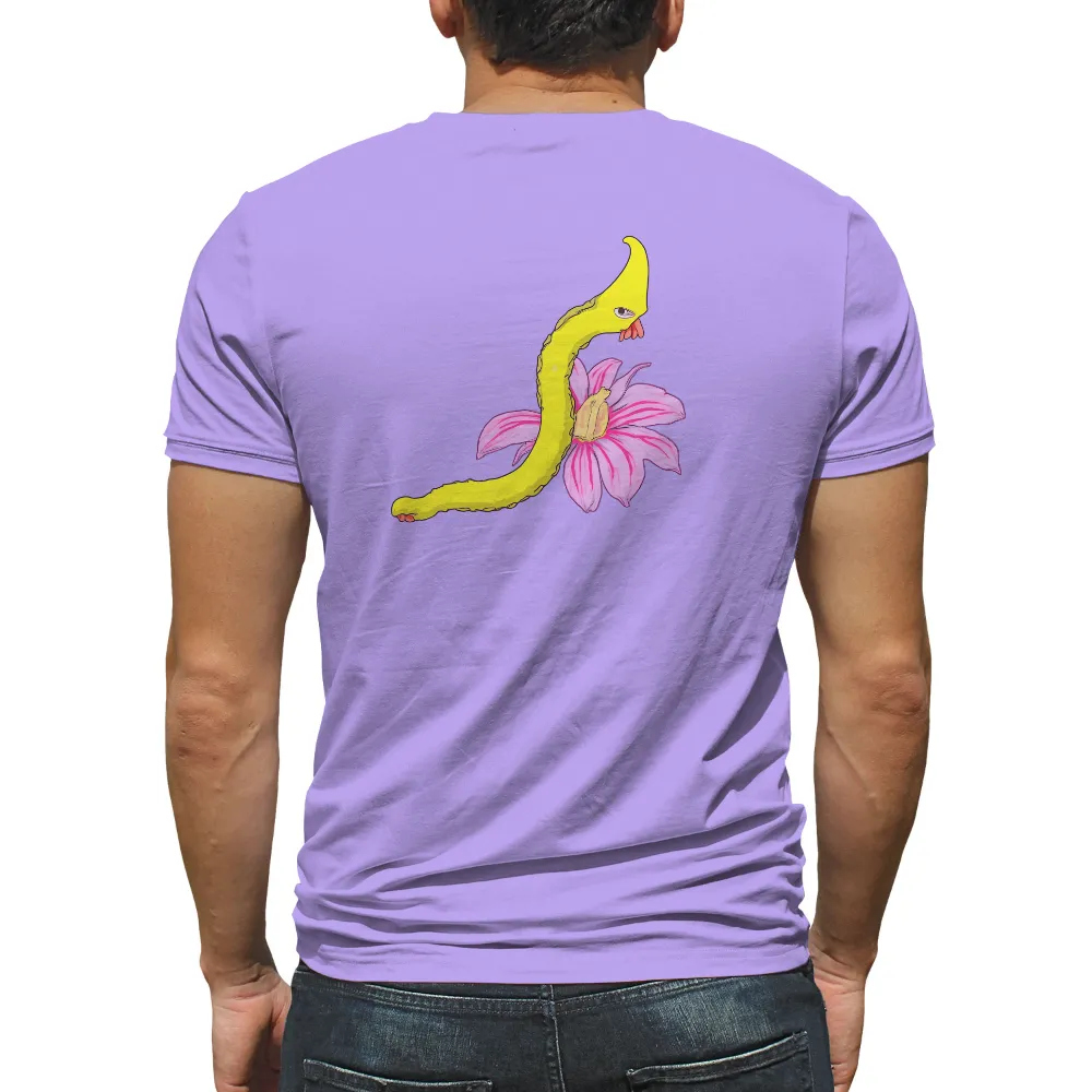 Tee Shirts Printed: Whimsical Snake and Flower Design|garden of delete shirt