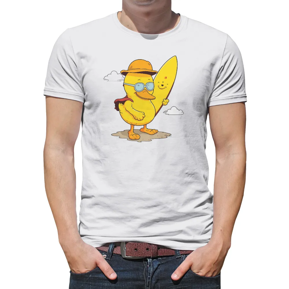 Tee Shirts Printed: Quackley the Duck Surfer Adventure| Beach adventure with Quackley