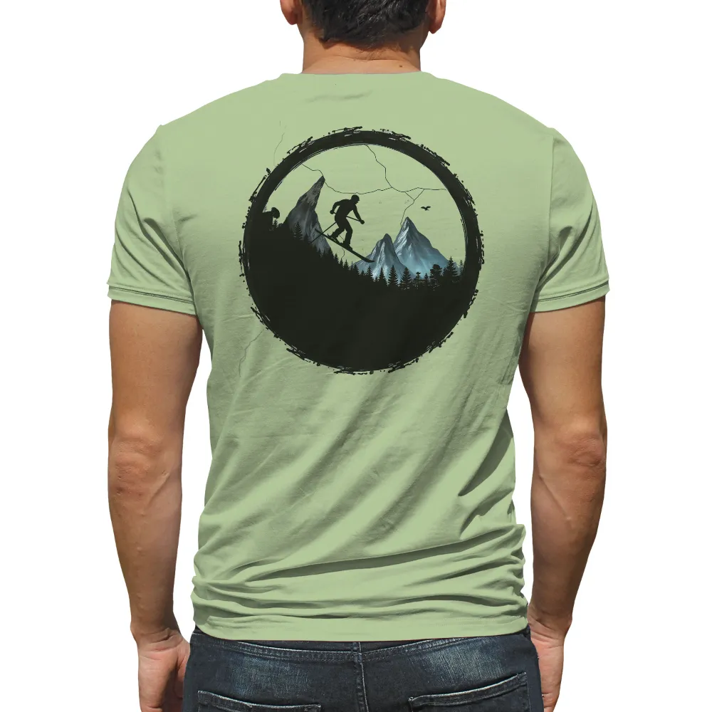 Customized Tee Shirts: Night Ski Adventure | Winter Sports Tees| intricate details