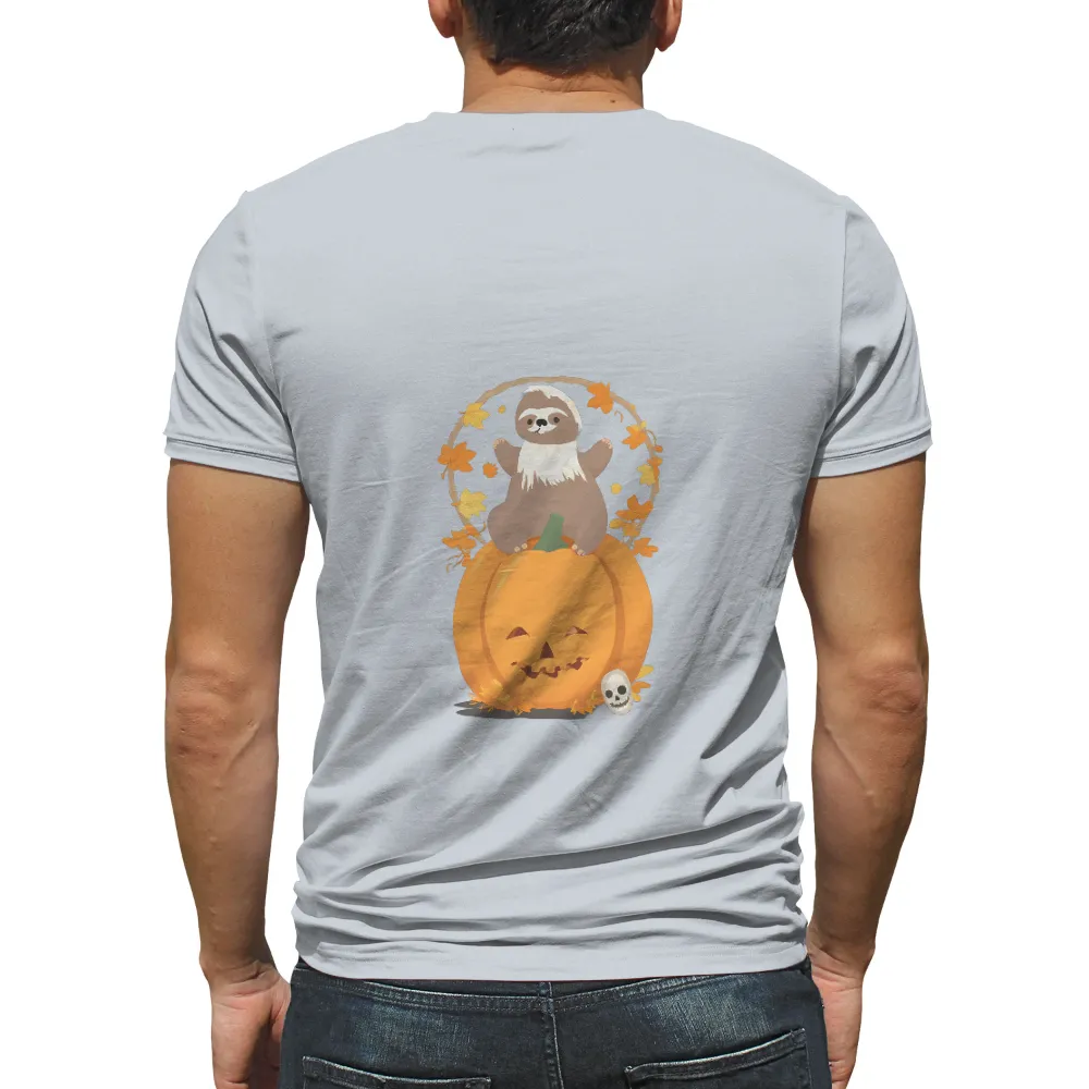 Graphic Tees: Whimsical Sloth on Festive Pumpkin|autumn falls white shirt