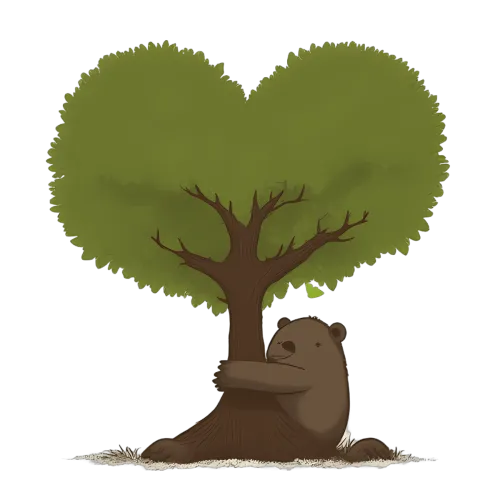 Custom T-Shirt Printing: Bear Hugging Heart-Shaped Tree - Love & Nature