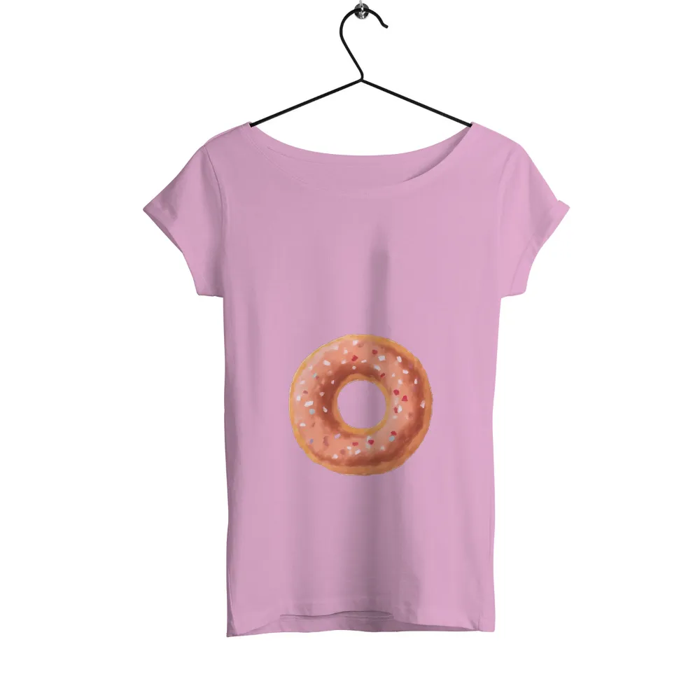 TShirt Design: Sweet Donut Delight | Whimsical & Joyful|Golden-brown donut with colorful sprinkles