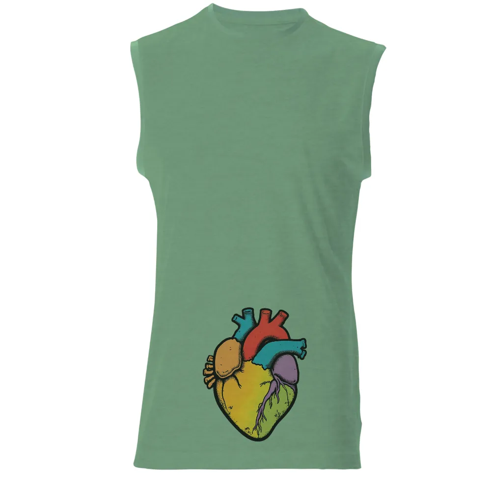 Custom T-Shirt Printing: Vibrant Heart - Expressing Emotions Through Art|t shirt with rainbow heart