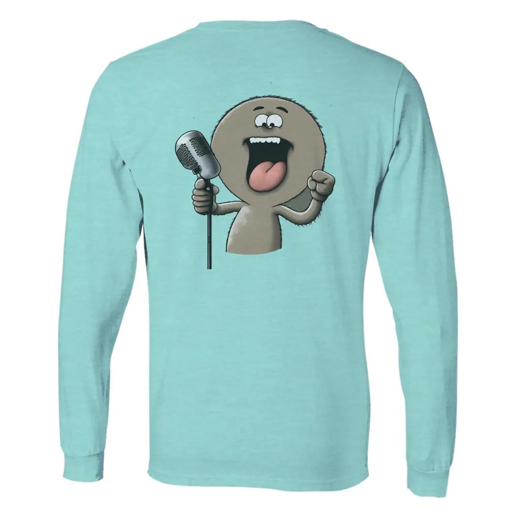 T-Shirt Printing: Vintage Microphone Joy - Singing Character|cartoon character long sleeve shirts