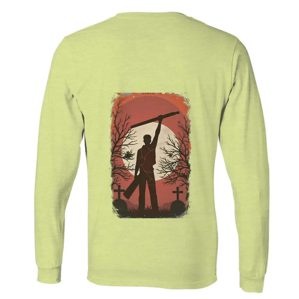 Tee Shirts Printed: Dark Silhouette Against Full Moon - Horror Themed Art| full moon backdrop