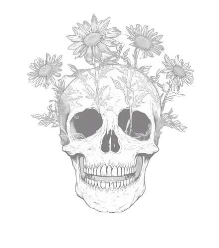 Customized Tee Shirts: Skull with Sunflowers - Artistic Design