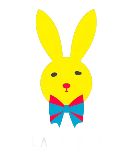 Retro Design: Yellow Bunny with Blue Bow Tie - Vintage-Inspired Charm