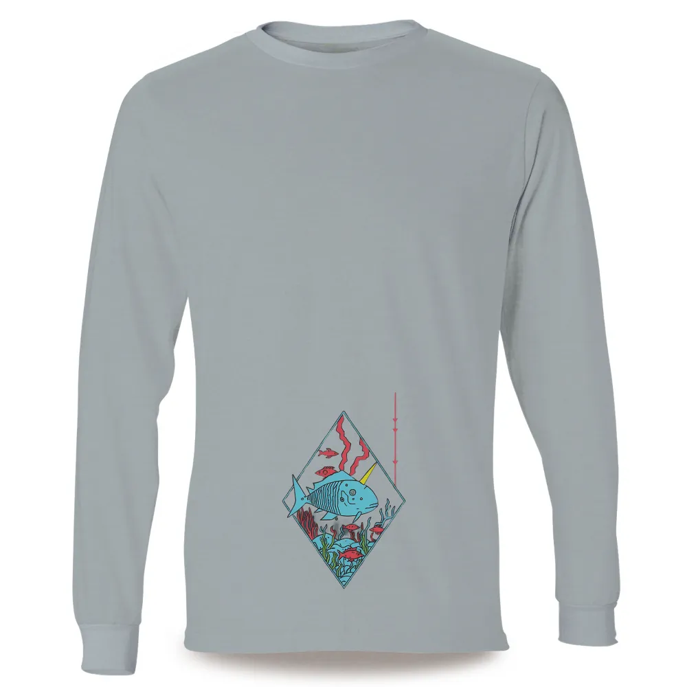 T-Shirts Design: Mythical Fish in the Underwater World| diamond-shaped frame