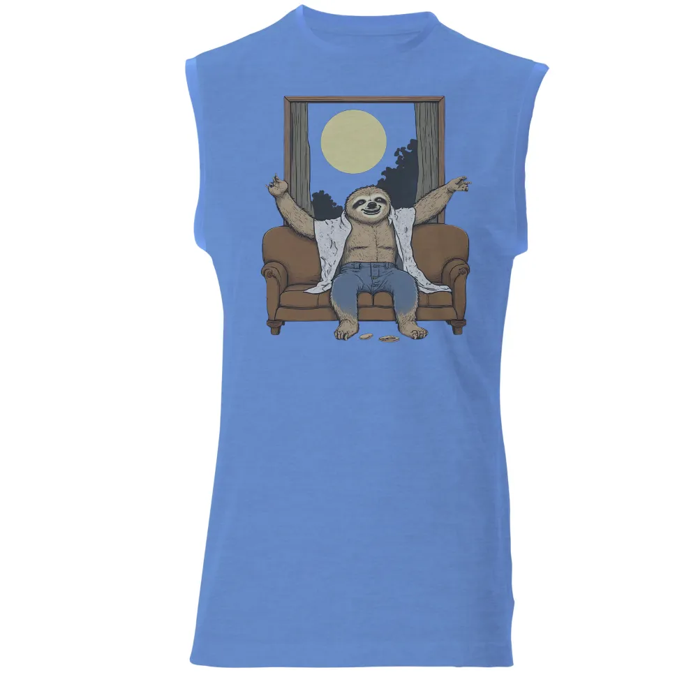 TShirt Design: Sloth Embracing the Moon - Life Theme|miller lite moon vintage wash tee