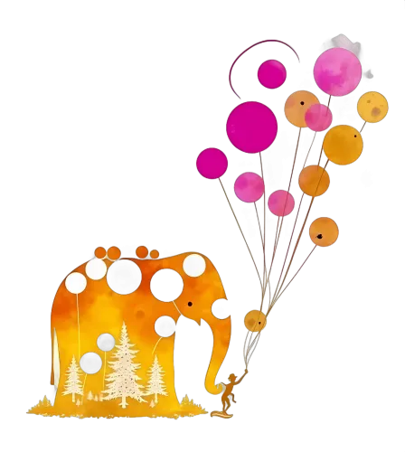 T-Shirts Design: Whimsical Elephant with Balloons - Joy and Wonder