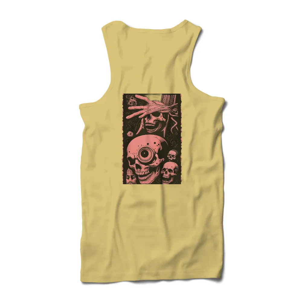 Graphic Tees: Surreal Skulls with Camera Lens - Artistic Design| Dark and mysterious atmosphere