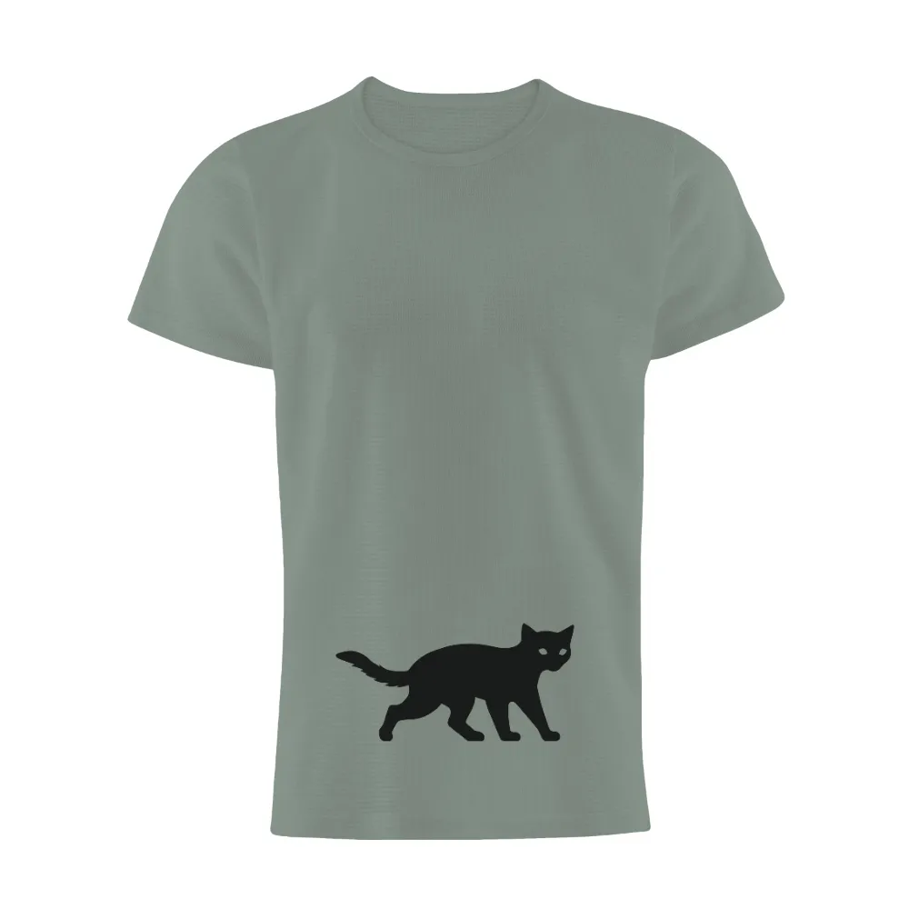 Graphic Tees: Black Cat Silhouette - Mystery and Elegance|men's night out camp shirt playboy