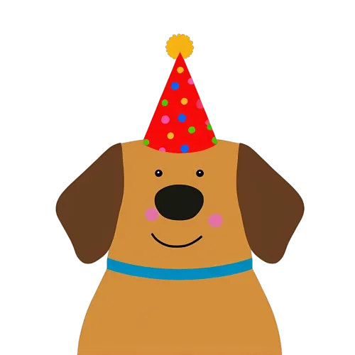 T-Shirts Pattern: Max the Joyful Dog in a Party Hat