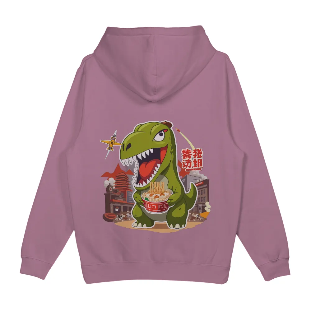 T-Shirts Pattern: T-Rex Loves Ramen - Funny & Quirky Design|Playful T-Rex holding ramen