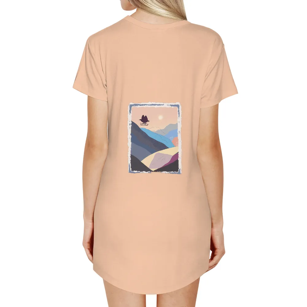 Whimsical Bird Adventure T-Shirts Pattern | Modern Art Design|bird on sled