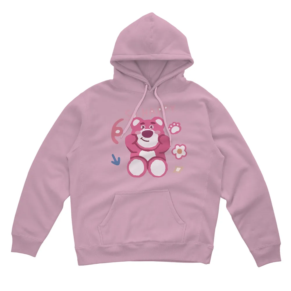 TShirt Printing: So Happy Pink Bear - Cheerful and Uplifting Design|flower graffiti