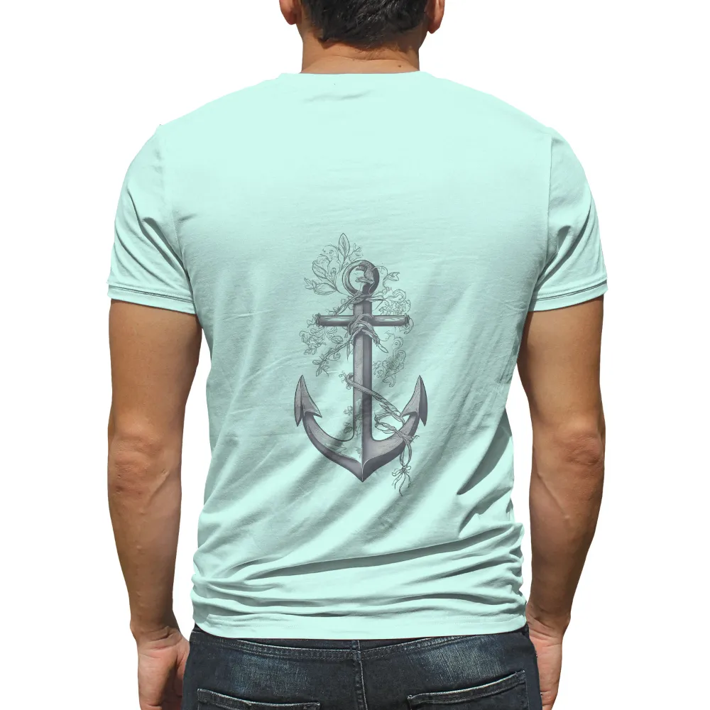 T-Shirt Printing: Anchor Wrapped in Vines - Artistic Design|essentials fear of god sea foam t shirt