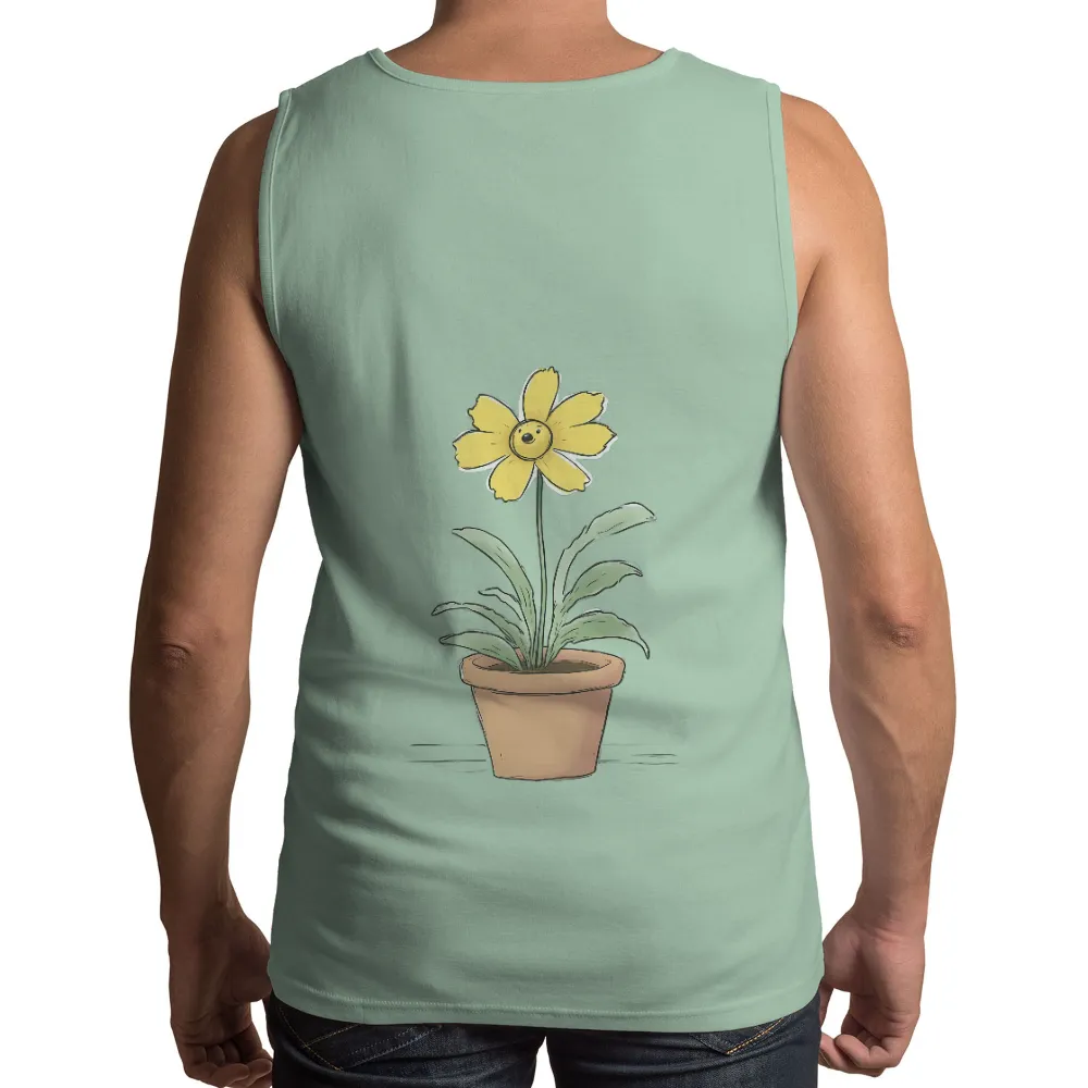 T-Shirts Pattern: Cheerful Yellow Flower in Terracotta Pot|t shirt dress pattern simplicity