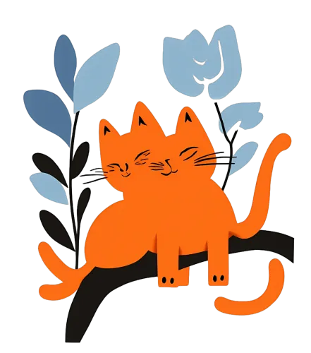 T-Shirts Design: Orange Cat in Nature | Minimalist Art