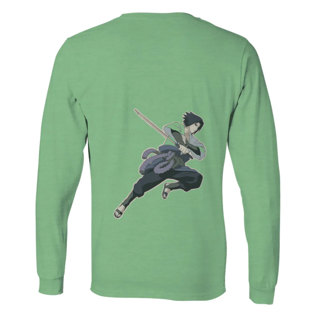 T-Shirts Pattern: Sasuke Uchiha - Anime Warrior with Sword|youth naruto shirts