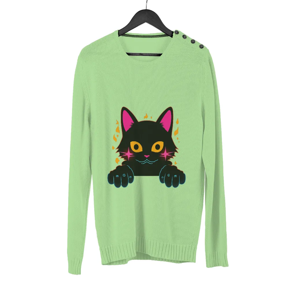 Custom T-Shirt Printing: Neon Cyberpunk Black Cat Adventure|neon yellow t shirts wholesale