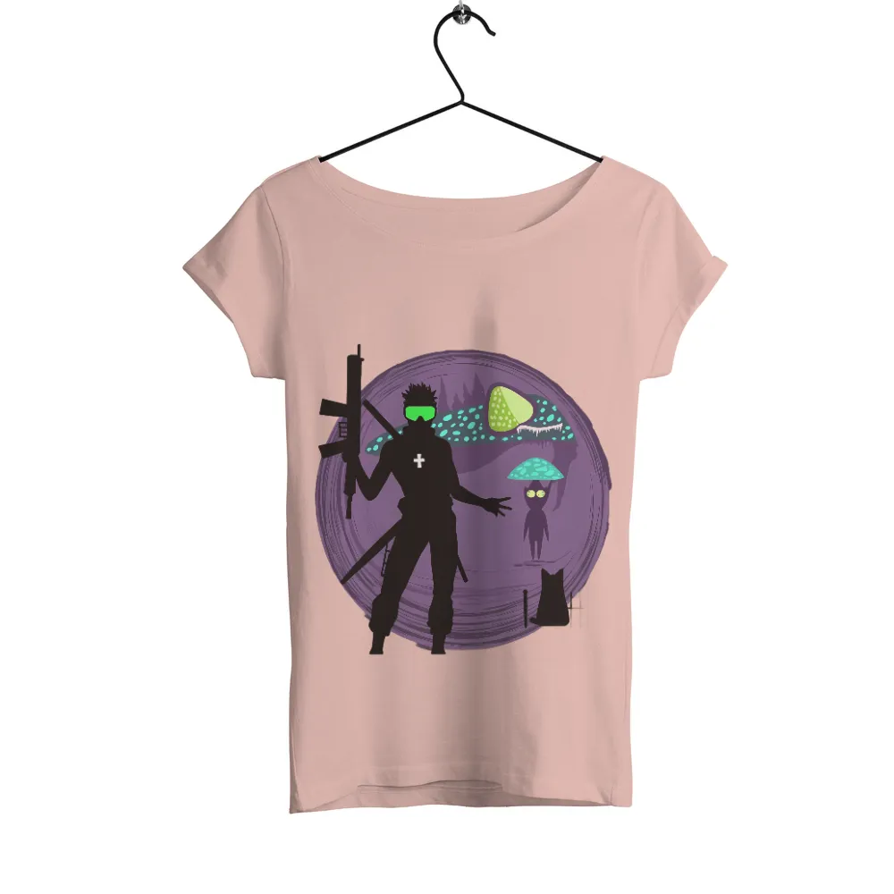 Tee Shirt Printing: Cyberpunk Guardian in a Mysterious Realm|sci fi fantasy biker tee