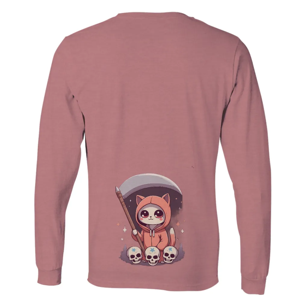 TShirt Design: Luna the Guardian Cat with Scythe and Skulls|cute womens valentines shirts