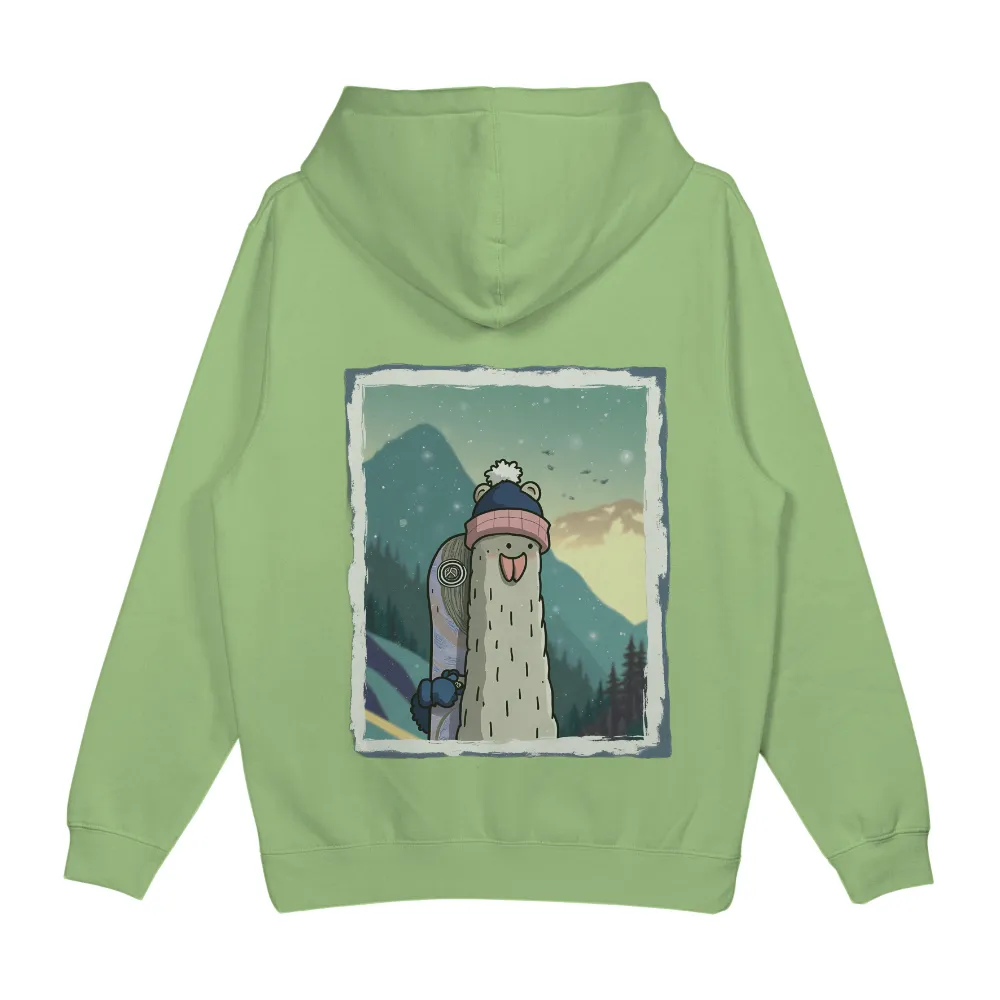 Customized Tee Shirts: Joyful Snowman Snowboarding Adventure| snowflakes falling