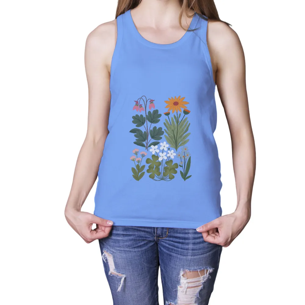 Tee Shirts Printed: Wildflowers Harmony - Nature's Artistic Expression|t shirt painting on nature