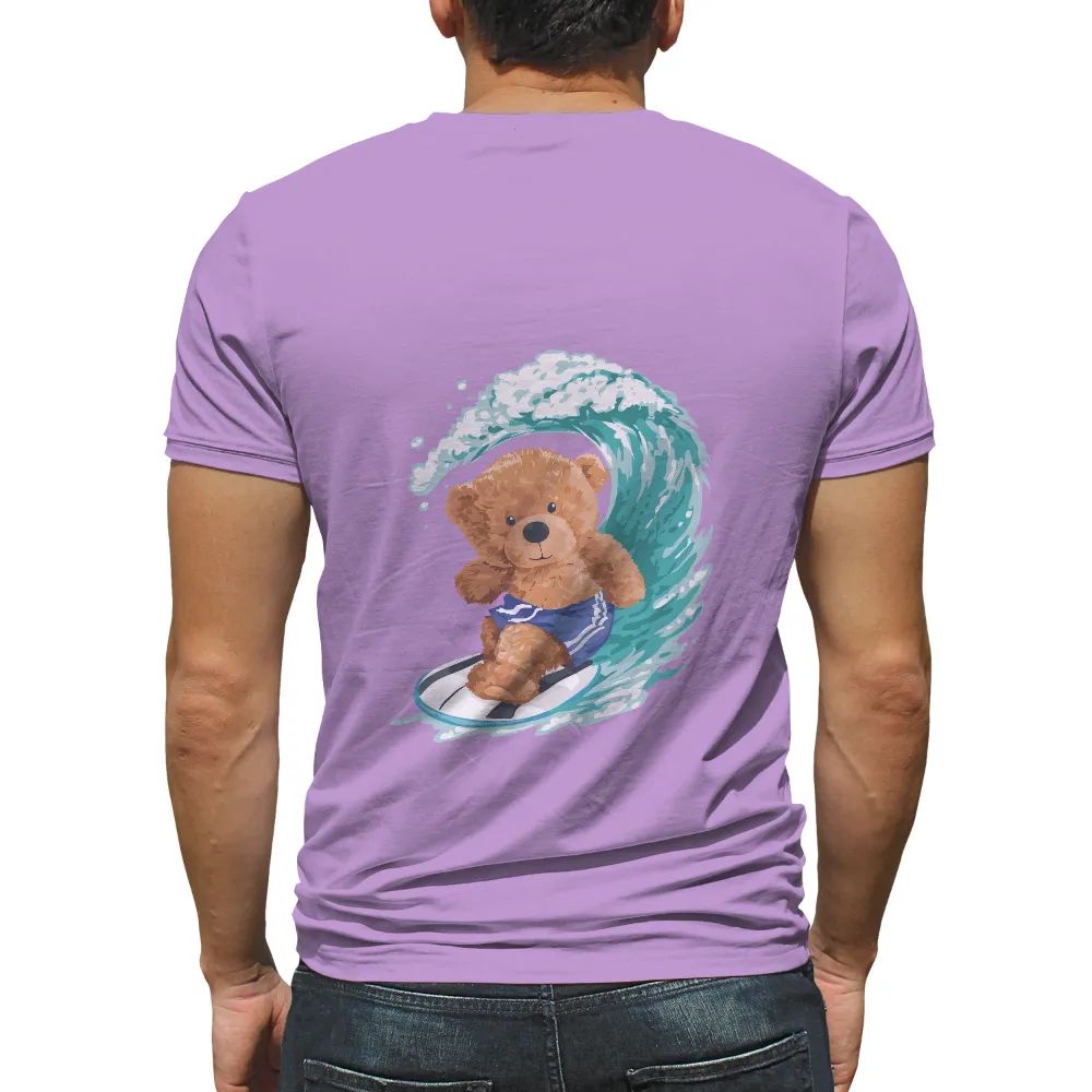 Graphic Tees: Sandy's Surf Adventure - Summer Fun with Surfing Teddy Bear|light long sleeve t shirts for summer