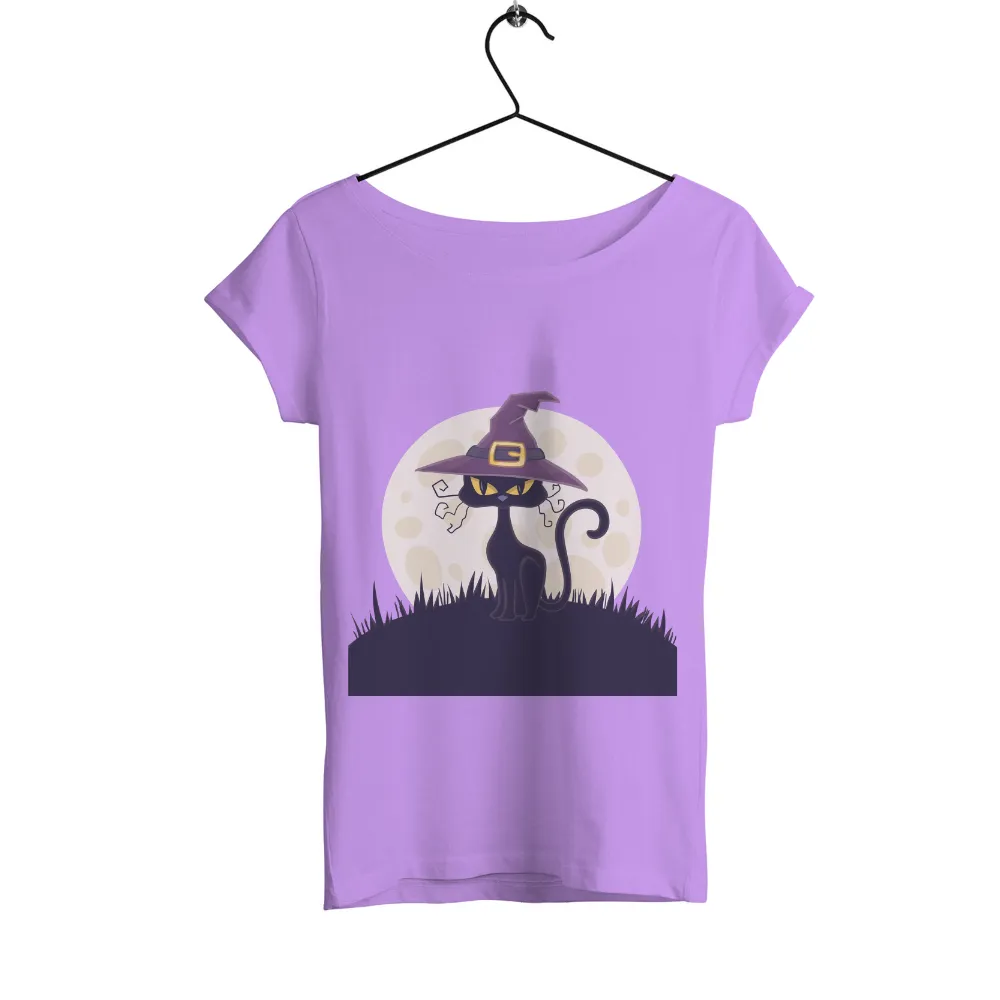 Customized Tee Shirts: Spooky Black Cat in Witch Hat|halloween 2022 shirt