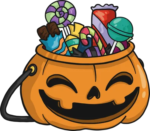 Halloween Pumpkin Bucket T-Shirt Printing - Festive Candy Delight