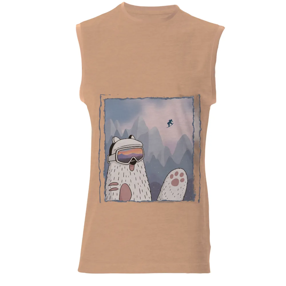 Custom Tee Shirts: Snowboarding Adventure with Polar Bear|playful polar bear