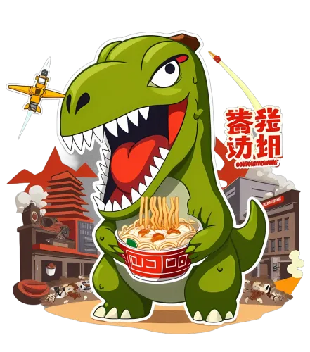 T-Shirts Pattern: T-Rex Loves Ramen - Funny & Quirky Design