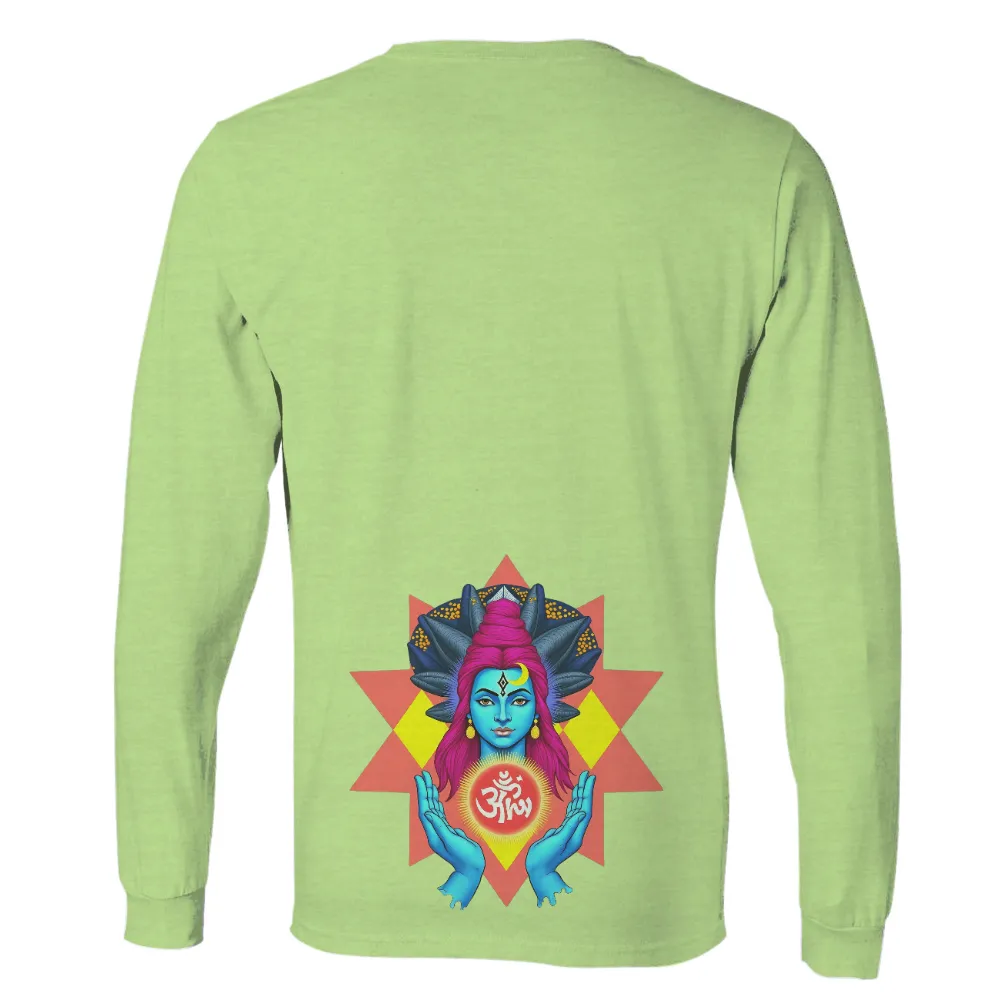 Tee Shirt Printing: Divine Serenity - Spiritual Wisdom and Om Symbol| Coral and yellow colors