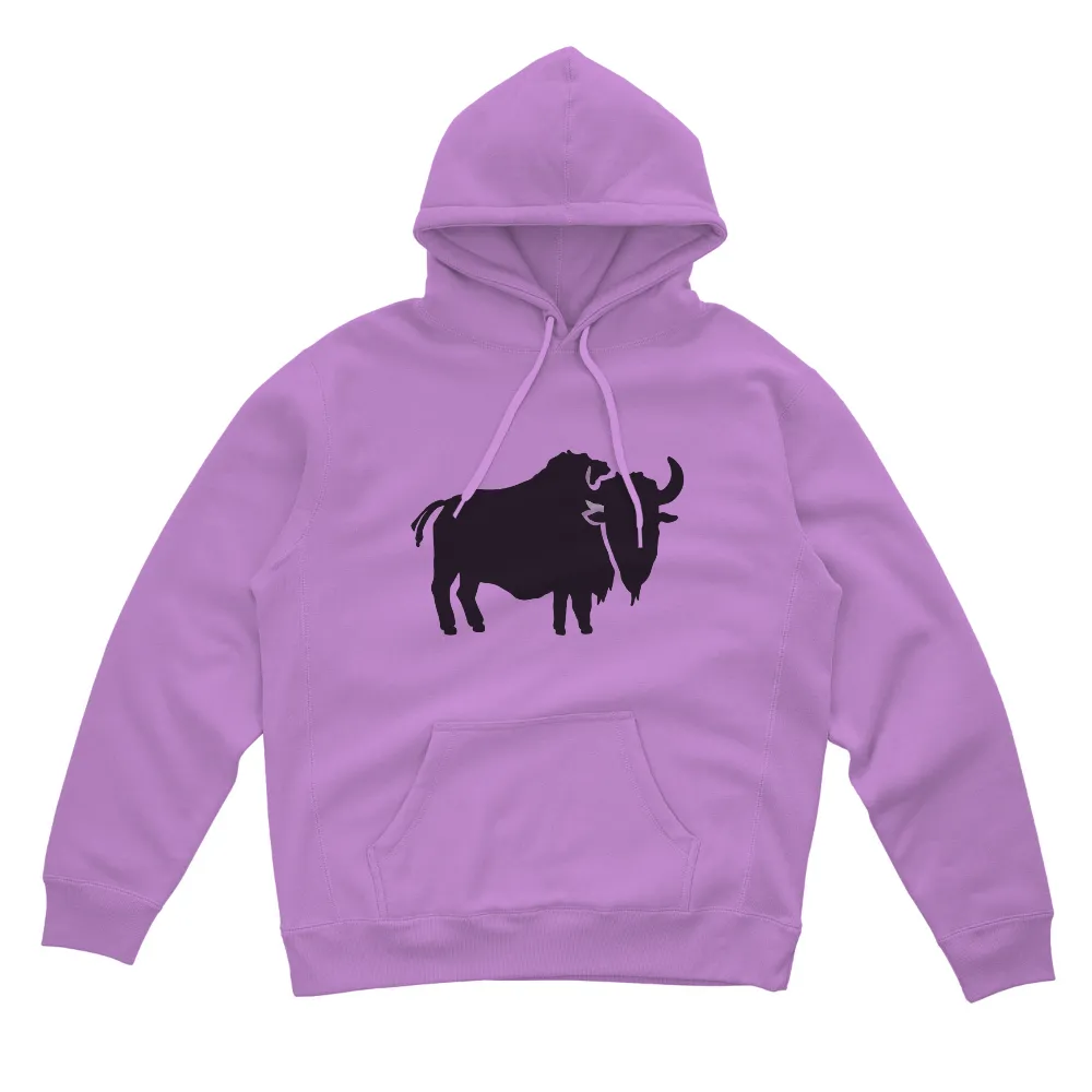 T-Shirts Custom: Nature's Power - Buffalo and Lion Silhouette|uv protection long sleeve crew neck