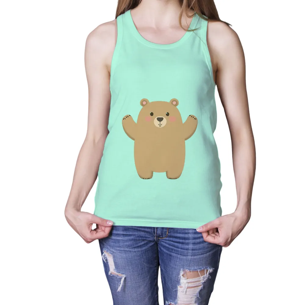 Tee Shirts Printed: Friendly Bear Hug - Artistic Comfort Design|ae super soft knit button up shirt