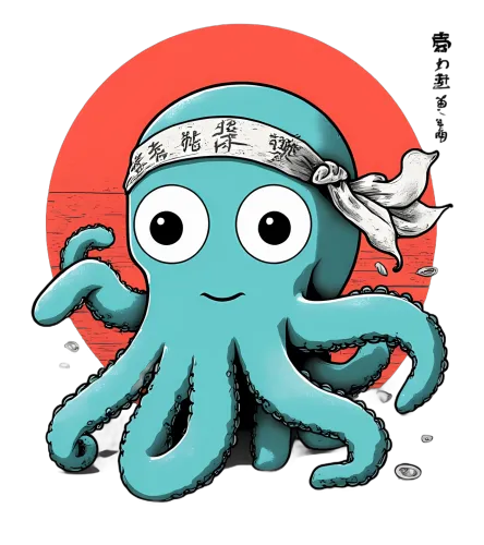 Tee Shirts Printed: Resilient Octopus with Headband - Artistic Design