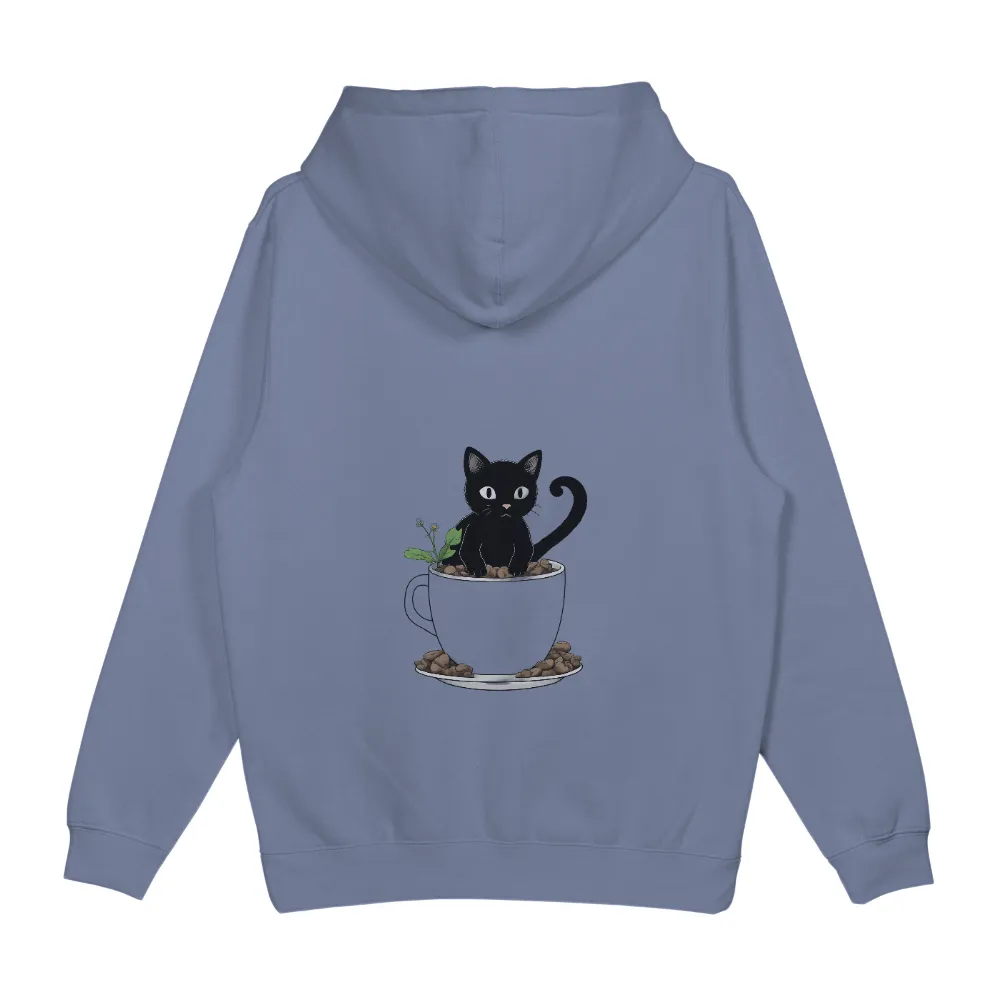 TShirt Printing: Whimsical Black Cat in a Coffee Cup - Artistic Designs|sunday morning pancakes shirts