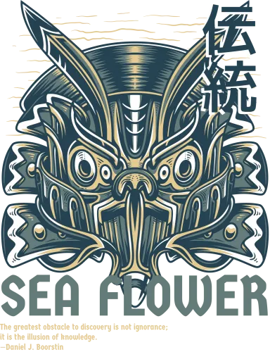 Custom Tee Shirts: Sea Flower Mask - Artistic Ocean Treasures