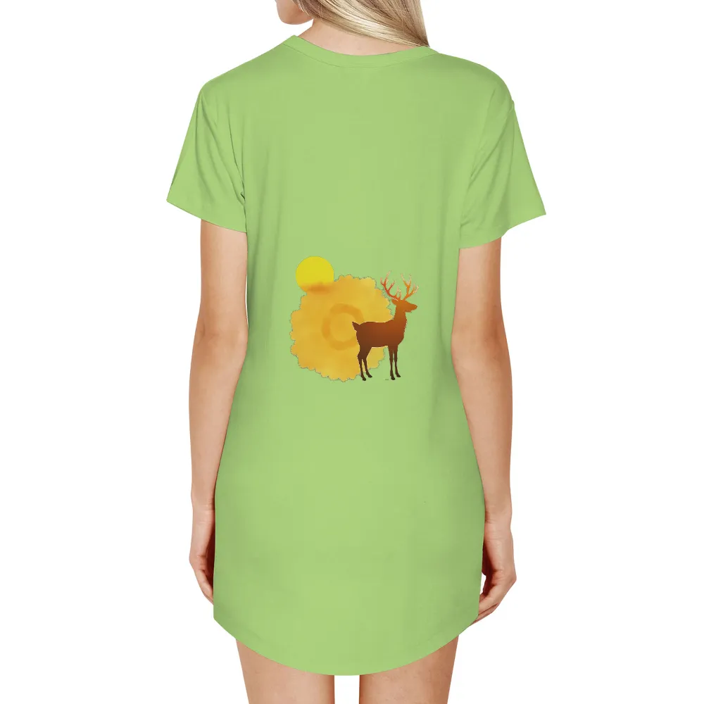 T-Shirt Printing: Majestic Deer Silhouette in Sunset Glow|bleaching an orange shirt