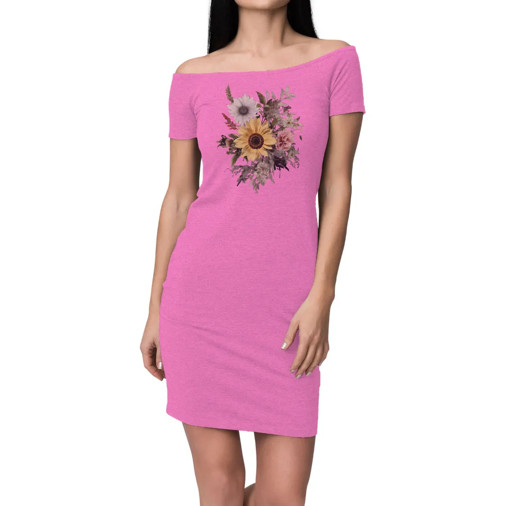 Custom T-Shirt Printing: Vibrant Sunflower and Delicate Daisies|hanes luxury essentials t shirt