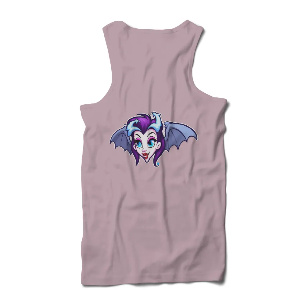 T-Shirts Custom: Embrace Your Inner Luna - Whimsical Fantasy Design|Luna with purple hair and blue horns